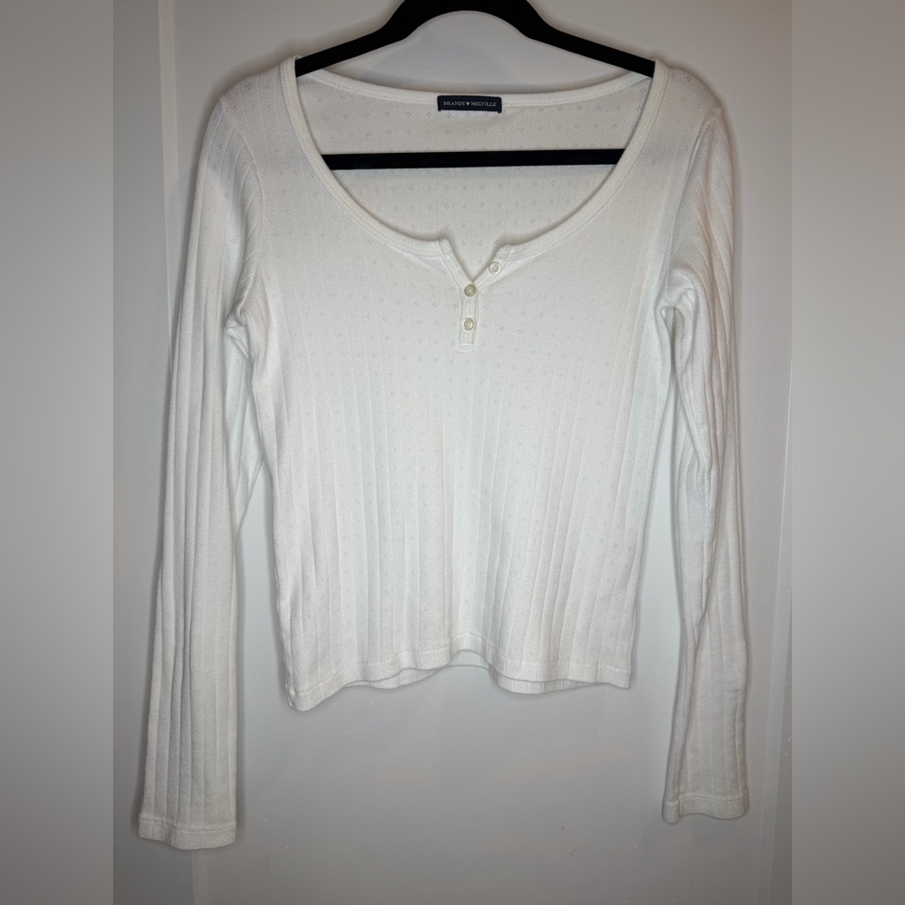 Brandy Melville White Long Sleeve Top
